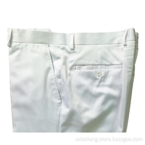 Men's Optic White Polyester Trousers Suit Pants
